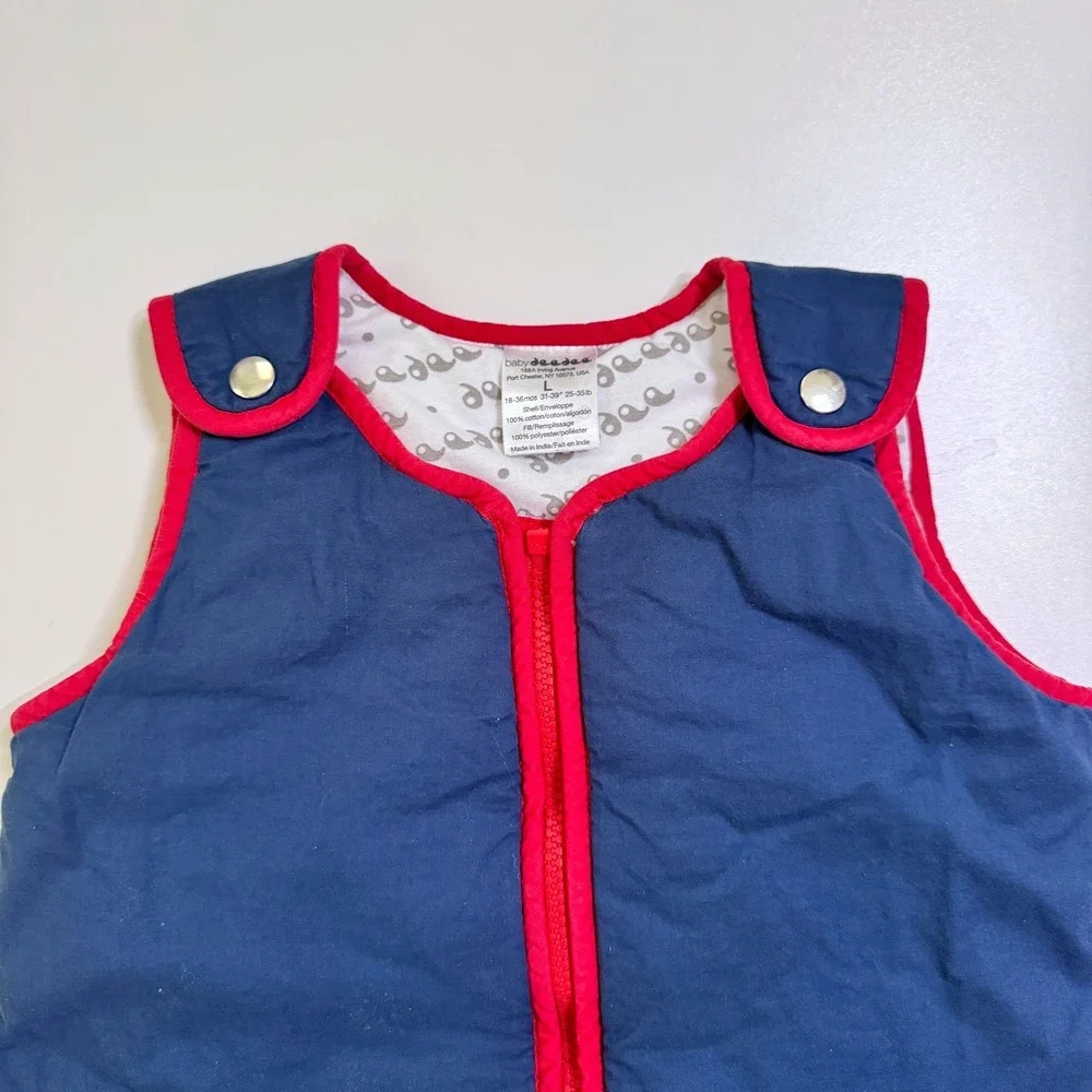 Baby DeeDee Sleep Nest Sleeping Sack L 18-36M Navy Red Zip Wearable Blanket